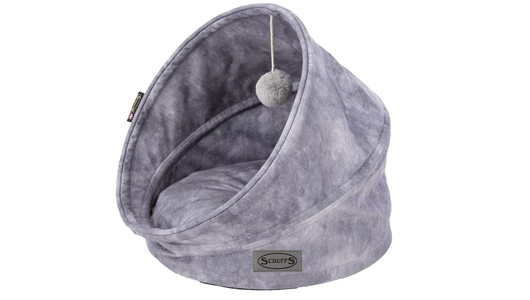 SCRUFFS Лежанка для кошек "Kensington Cat Cave", экозамша, серый, 44x44x48см (Великобритания)