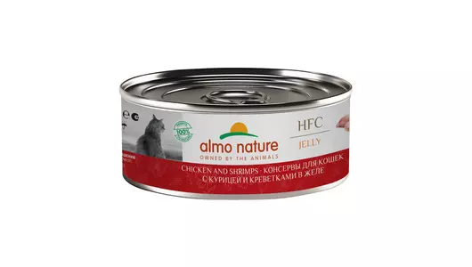 Almo Nature консервы Консервы   для кошек с курицей и креветками в желе (HFC - Jelly - Chicken and Shrimps) , 100г
