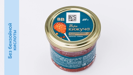 Икра кижуча из охлажденного сырья соленая ст/б охл., 100 г