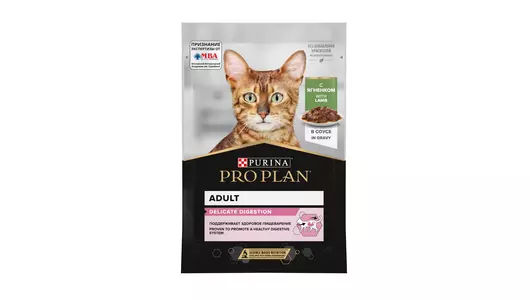 PRO PLAN Delicate Digestion Adult Корм влаж.ягненок соус д/кошек с чувствит.пищевар.пауч 85г