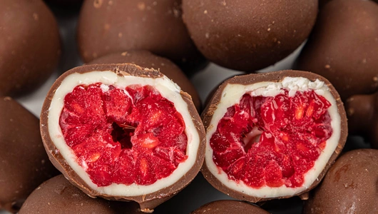 Малина в белом и молочном шоколаде без сахара "Фрамбини", зам.