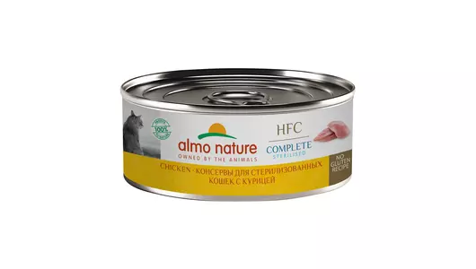 Almo Nature консервы Консервы   для стерилизованных кошек с курицей (HFC – Complete Sterilised –  Chicken), 100г