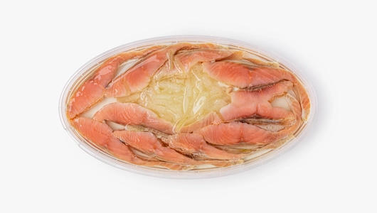 Горбуша филе-кусочки маринованные с&nbsp;луком в&nbsp;масле, 180 г