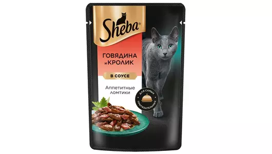 SHEBA 75гр Корм для кошек ломтики в соусе Говядина и Кролик (пауч)