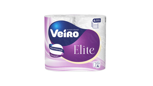 Бумага туалетная Veiro Elite Extra 4-слойная 4 рулона