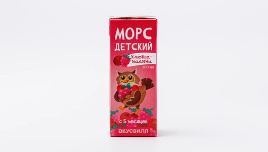 Морс детский клюква-малина, 200 мл