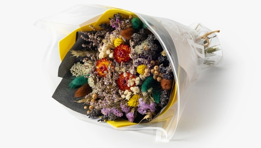 Букет сухоцветов "Нежный" с&nbsp;гелихризумом, гипсофилой, лагурусом