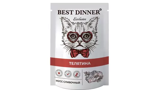 BEST DINNER 85гр Для котят и кошек, мусс сливочный с телятиной