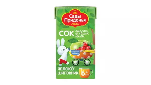 Сок детский Сады Придонья яблоко шиповник осветленный восстановленный с 6 месяцев 125 мл