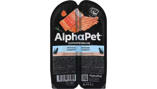 ALPHAPET Superpremium Корм влаж.лосось паштет д/щенков,беременных и кормящих собак лам.100г
