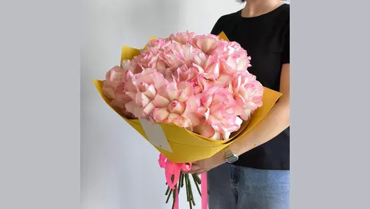 "Лимонный сорбет" Букет 15 Французских роз FMART by flowwow