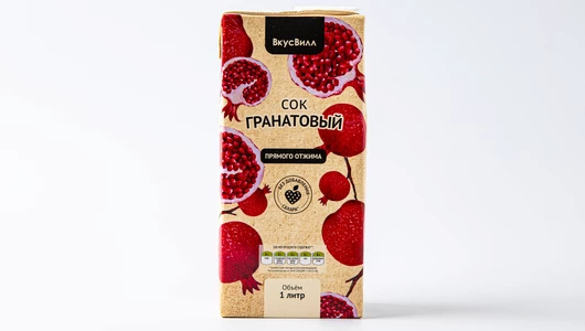 Сок гранатовый, прямого отжима, 1 л, тетра пак