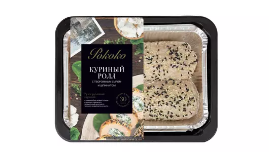 Куриный ролл Рококо с творожным сыром и шпинатом охлажденный 500 г