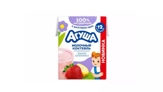 Коктейль молочный Агуша Банан-клубника 2,0% с 12 месяцев 190 мл