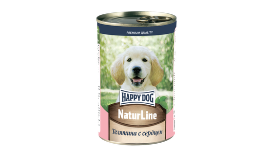 Влажный корм HAPPY DOG 410гр Для любых щенков,Телятина с сердцем