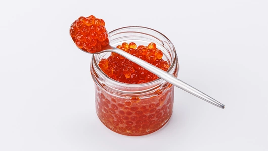 Икра кеты из охлажденного сырья соленая ст/б охл., 100 г