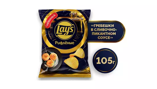 Чипсы картофельные Lay`s рифленые со вкусом Гребешки в сливочно-пикантном соусе 105 г
