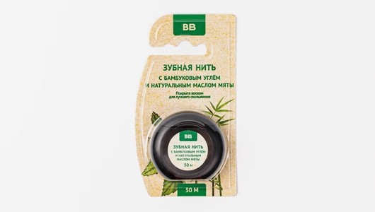 Зубная нить с бамбуковым углем, 50 м