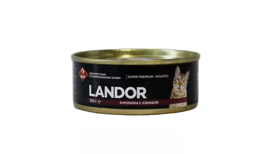 LANDOR 200гр Корм для стерилизованных кошек куропатка с клюквой
