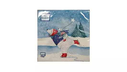 Салфетки бумажные Art Bouquet Медведи на&nbsp;катке 3-слойные 33 см 20 л