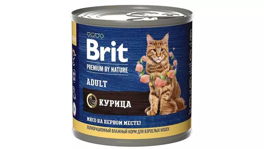 BRIT 200гр Корм для кошек Premium by Nature с мясом курицы