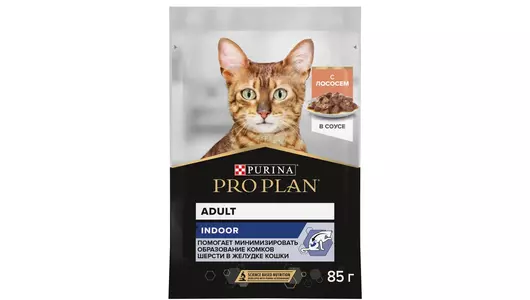 Влажный корм PRO PLAN INDOOR для кошек, живущих дома, с лососем в соусе, 85&nbsp;г