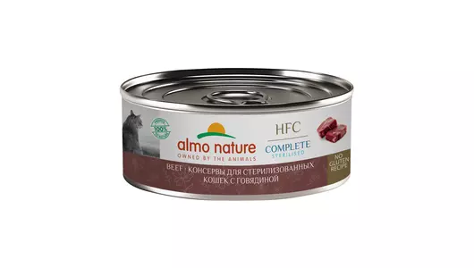Almo Nature консервы Консервы   для стерилизованных кошек с говядиной  (HFC – Complete Sterilised –  Beef), 100г