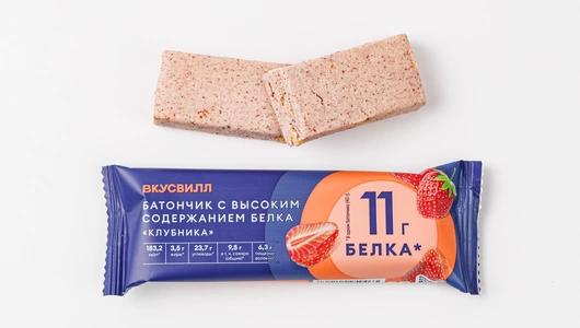 Батончик с высоким содержанием белка "Клубника"