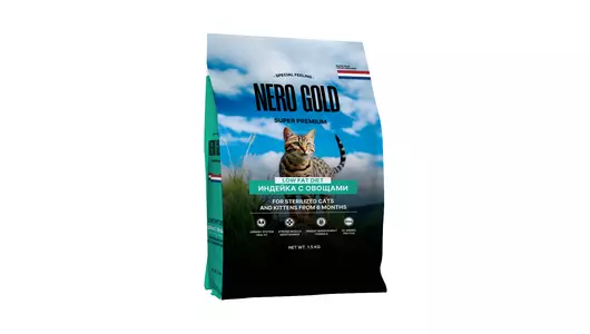 NERO GOLD super premium Сухой корм для стерилизованных кошек и котят с мясом индейки и овощами, 1.5кг