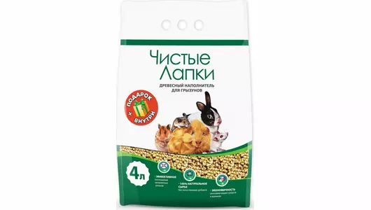 Наполнитель 4л ЧИСТЫЕ ЛАПКИ для грызунов