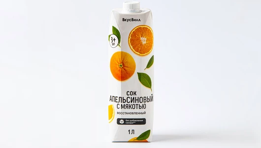 Сок апельсиновый с мякотью восстановленный, 1 л