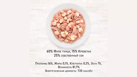 GRANDORF Корм влаж.филе тунца с креветками д/кошек конс.70г