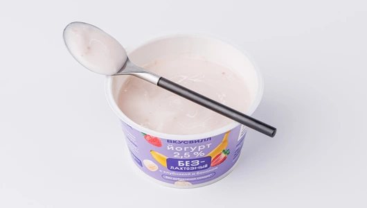 Йогурт безлактозный с клубникой и бананом без доб. сахара 2,5% Йогурт безлактозный с клубникой и бананом без доб. сахара 2,5%