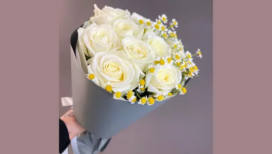 Дуо розы и&nbsp;ромашка FMART by flowwow