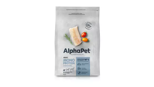 ALPHAPET MONOPROTEIN Adult Корм сух.белая рыба д/собак мелких пород 500г
