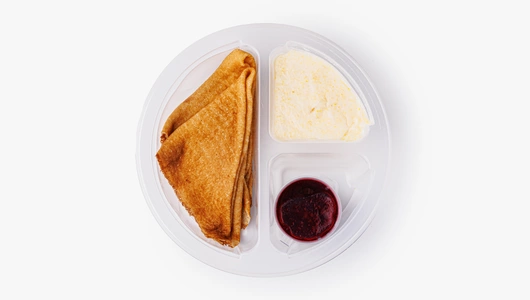 Набор: каша кукурузная и блины с джемом смородиновым Набор: каша кукурузная и блины с джемом смородиновым