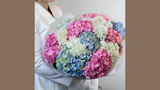 Монобукет из&nbsp;15 гортензий "Акварельное облако" FMART by flowwow