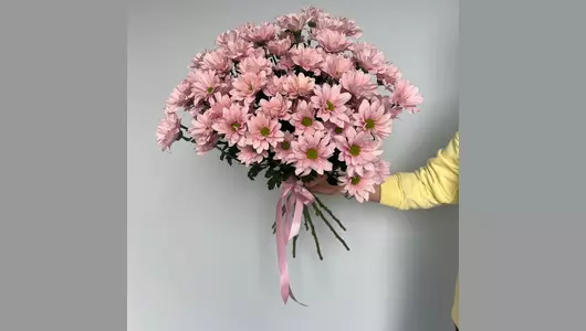 Букет из 9 розовых кустовых хризантем