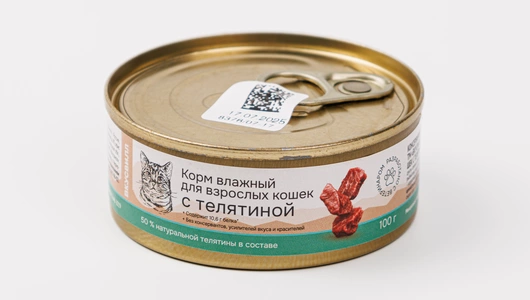 Корм влажный для кошек с телятиной, 100&nbsp;гр