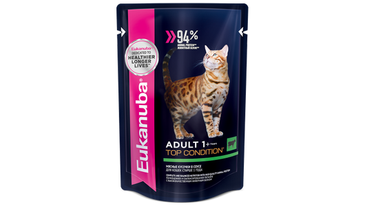 EUKANUBA 85гр для взрослых кошек с говядиной в соусе (пауч)