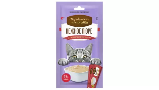 ДЕРЕВЕНСКИЕ ЛАКОМСТВА Нежное пюре из креветок д/кошек 40г