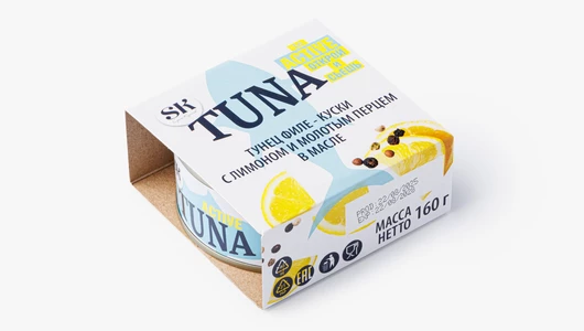 Тунец (скипджек) филе-куски с лимоном и молотым перцем в масле, 160 г