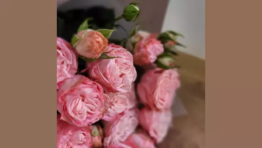 Яркий букет из&nbsp;пионовидной кустовой розы "Сладость" FMART by flowwow