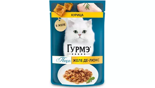Влажный корм Гурмэ Желе Де-Люкс для любых кошек, с курицей в роскошном желе 75г
