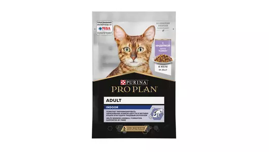 PRO PLAN Indor Корм влаж.индейка желе д/кошек живущих в помещении пауч 85г