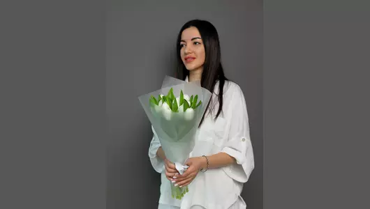 Букет из&nbsp;11 белых тюльпанов, сорт Антарктика
