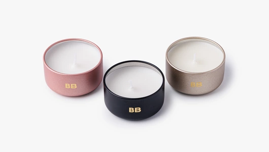 Набор ароматических свечей в мини-формате "Карамель", "Базилик-мята", "Кожа", 3 шт