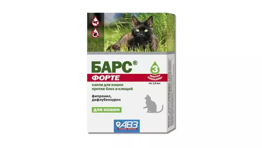 Барс ФОРТЕ капли для кошек против блох и клещей (3 пип по 1.0 мл) (АВЗ) Барс ФОРТЕ капли для кошек против блох и клещей (3 пип по 1.0 мл) (АВЗ)