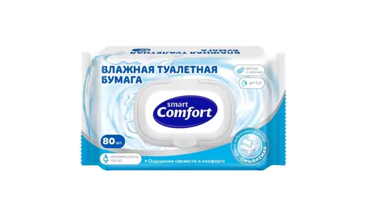 Бумага туалетная влажная Comfort smart 80 шт