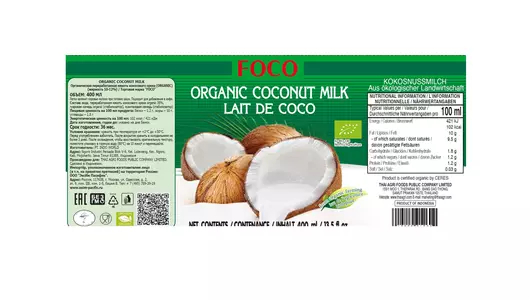 Кокосовое молоко Foco Organic 10-12% 400 мл Кокосовое молоко Foco Organic 10-12% 400 мл